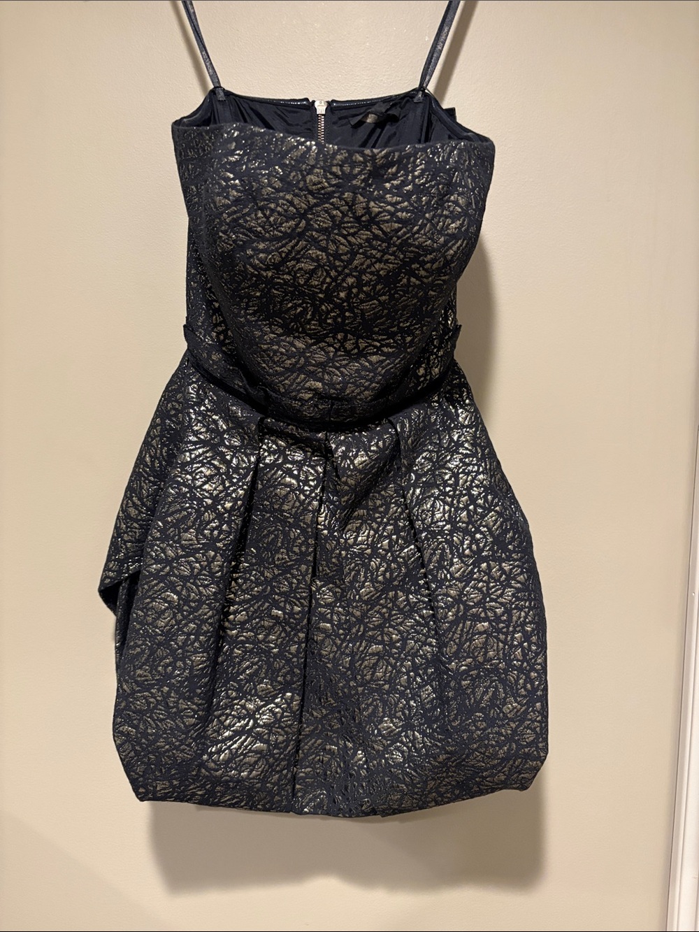 Rachel Zoe Black Metallic-Textured Strapless Cocktail Dress